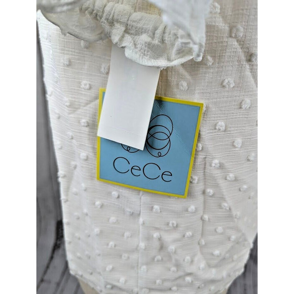 CeCe Women's Square Neck Blouse Soft Ecru Size S - Picture 5 of 5